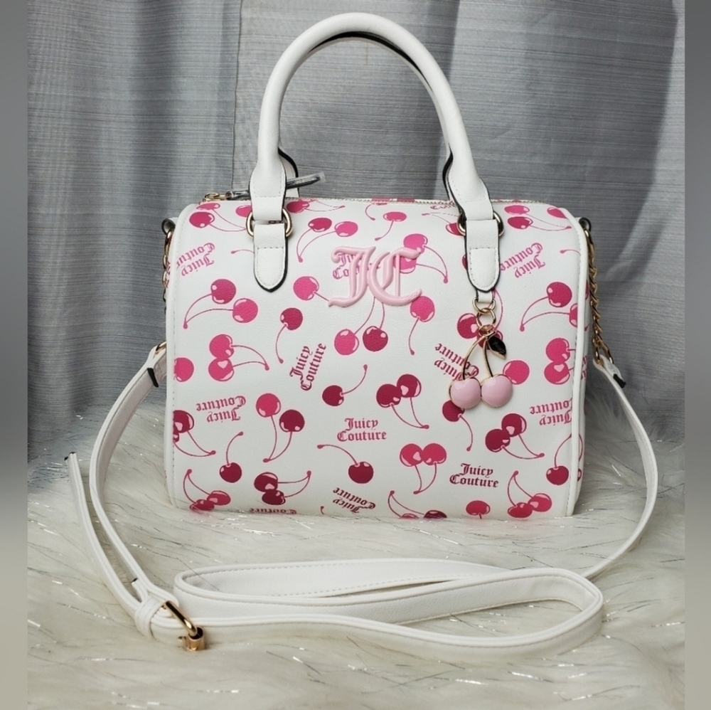 🍒▪️ JUICY COUTURE🔹️ White Cherry On Top Satchel Crossbody Bag